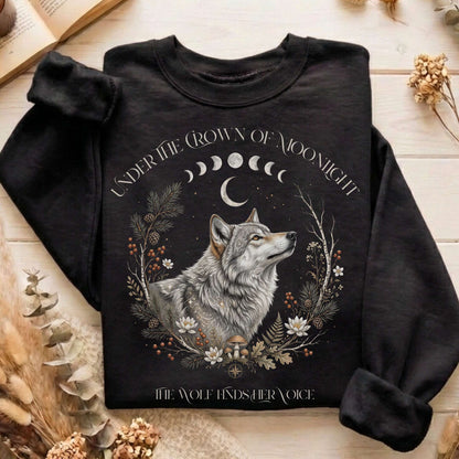 Under the Crown of Moonlight Wolf Sweatshirt
