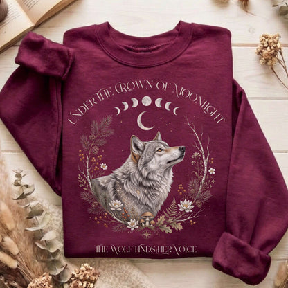 Under the Crown of Moonlight Wolf Sweatshirt