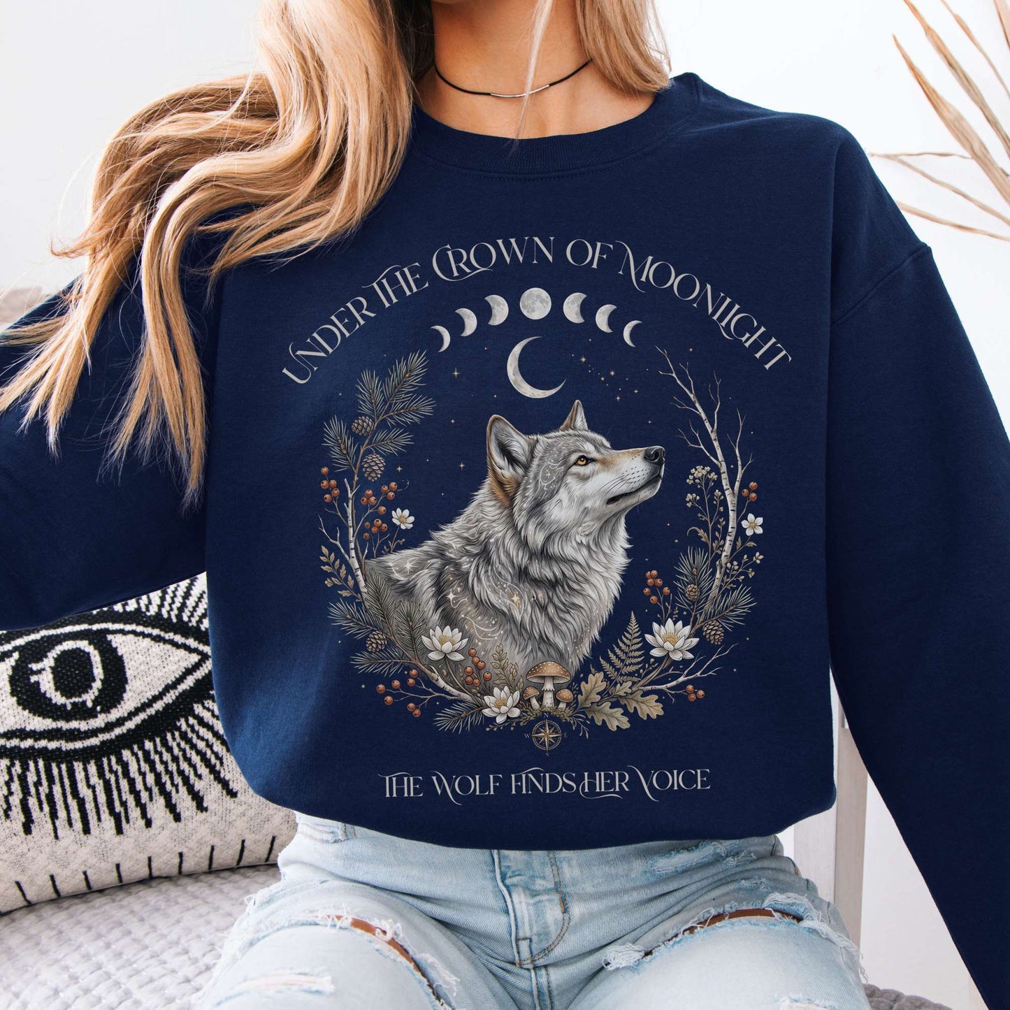 Under the Crown of Moonlight Wolf Sweatshirt