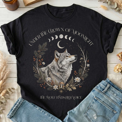 Under the Crown of Moonlight Wolf T-Shirt