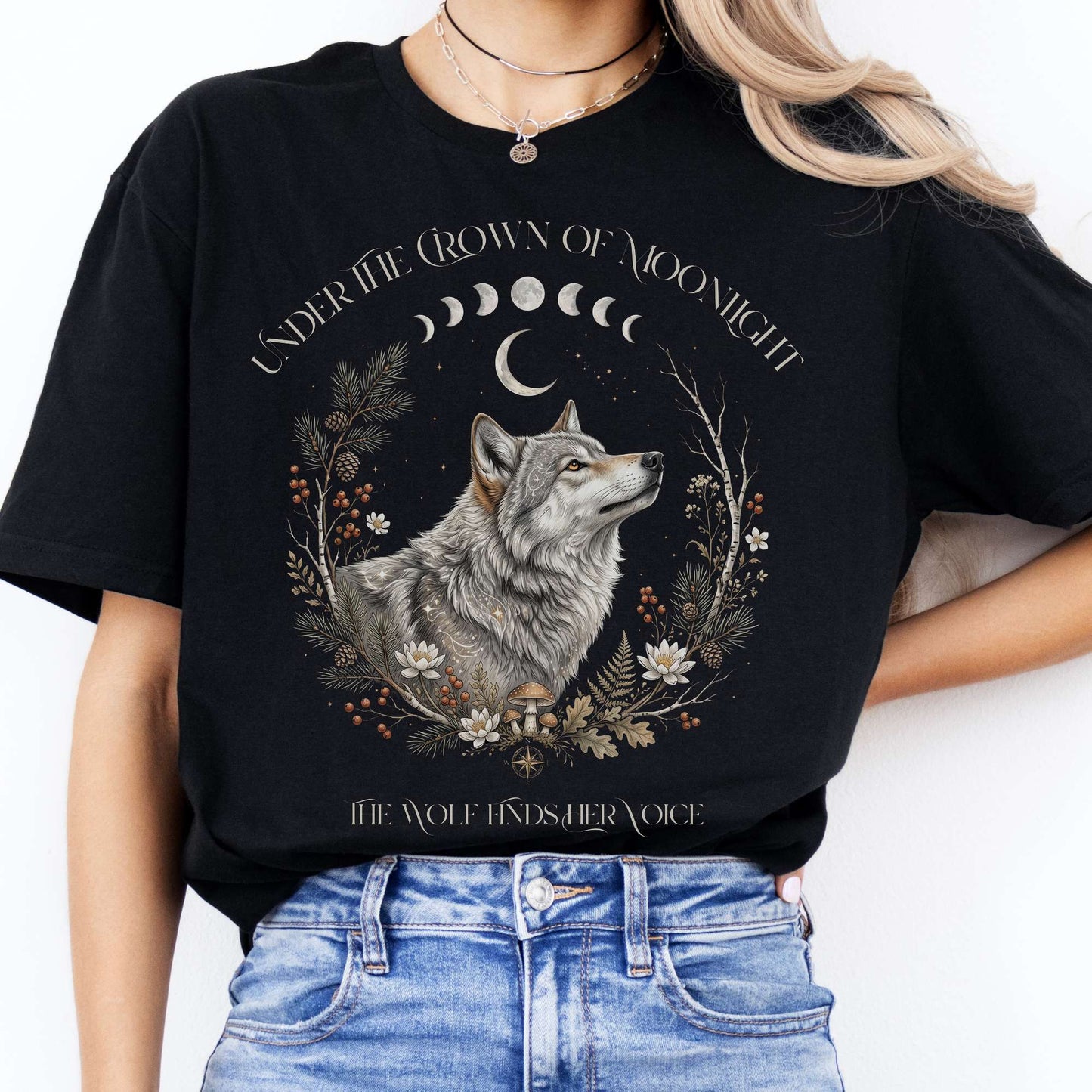 Under the Crown of Moonlight Wolf T-Shirt