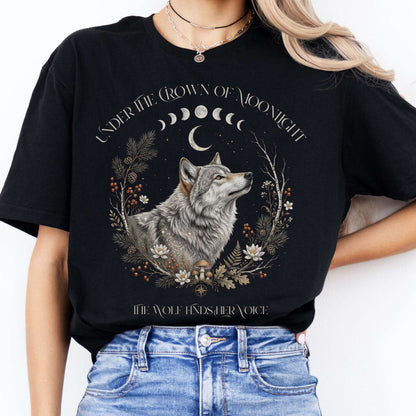 Under the Crown of Moonlight Wolf T-Shirt