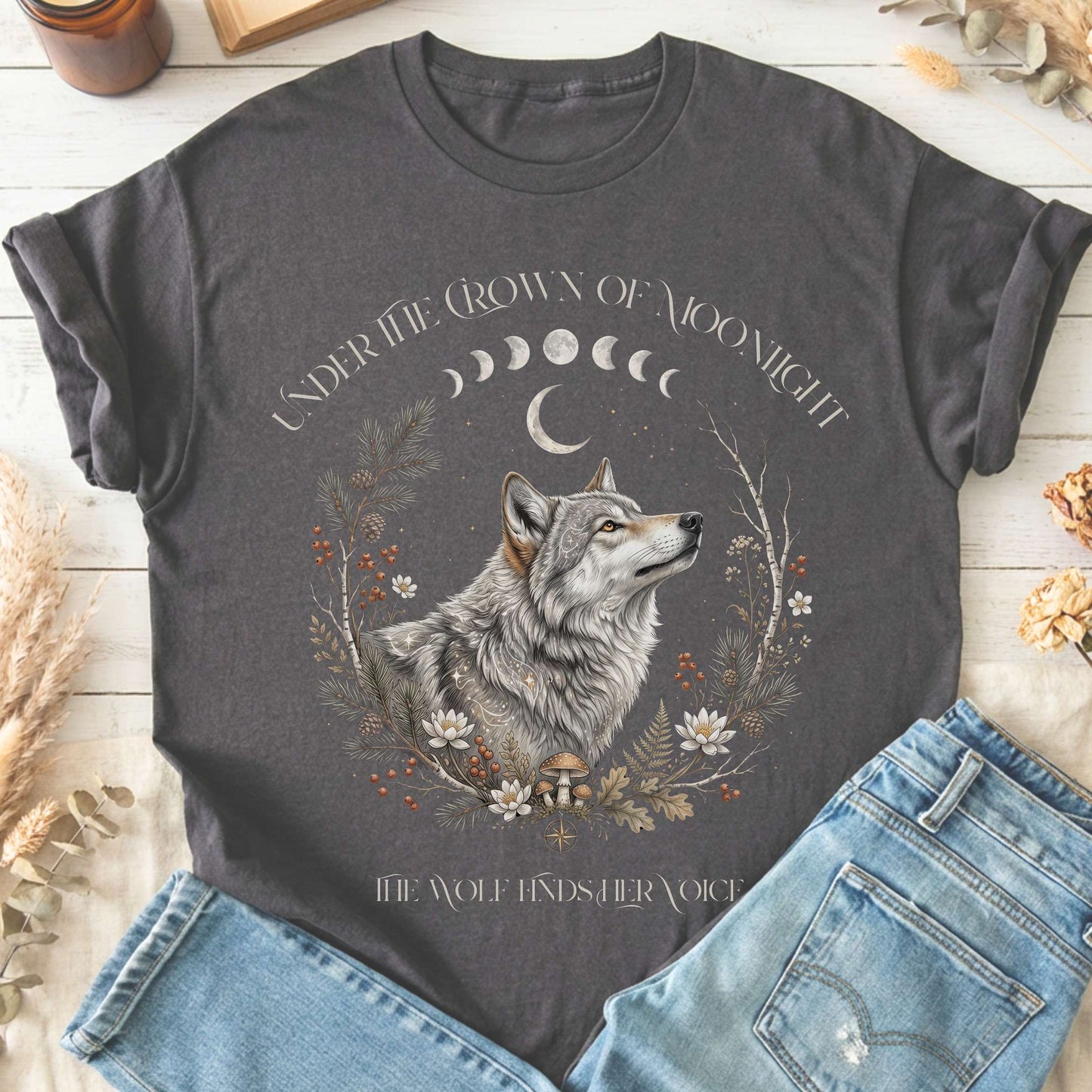 Under the Crown of Moonlight Wolf T-Shirt