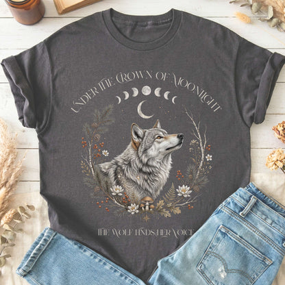 Under the Crown of Moonlight Wolf T-Shirt