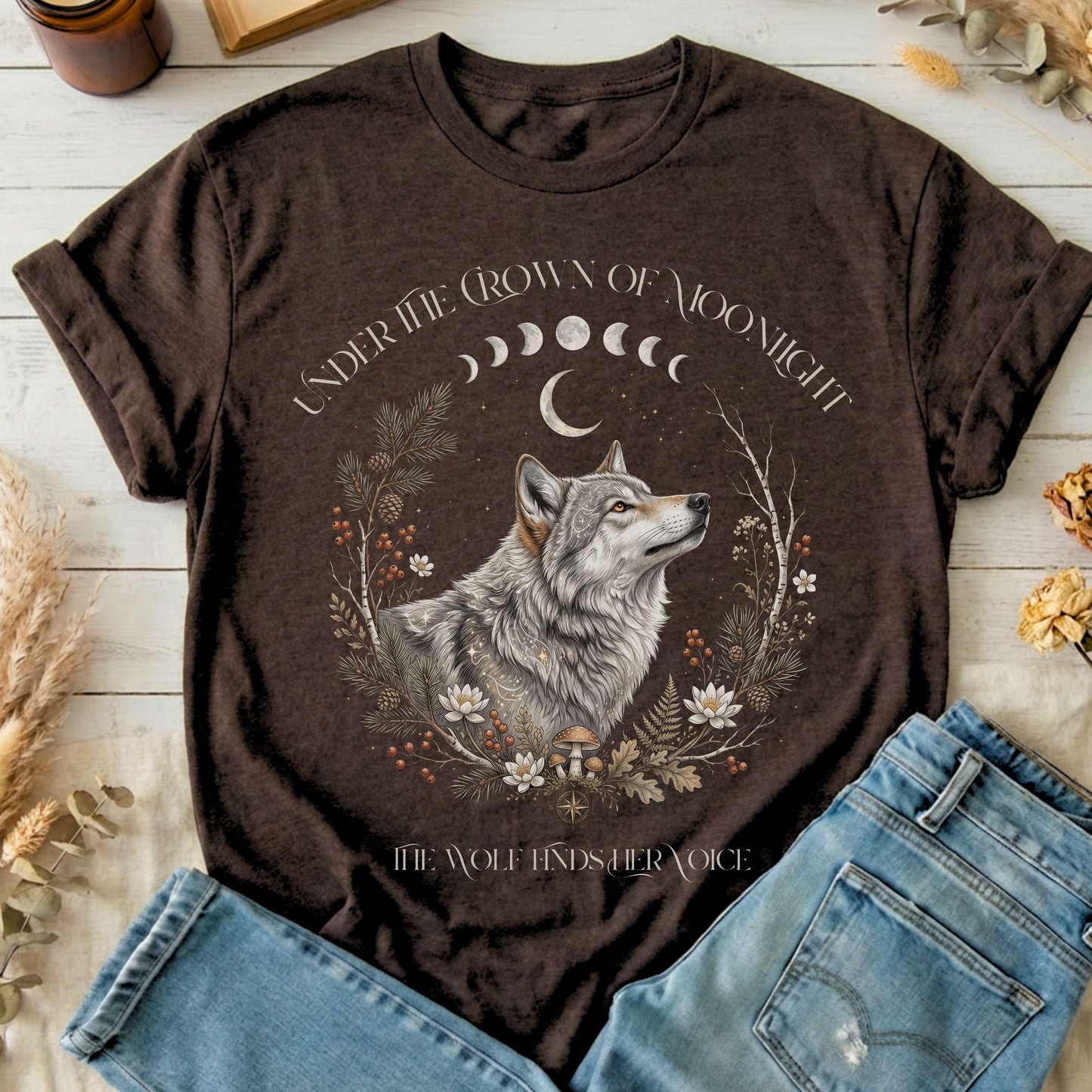 Under the Crown of Moonlight Wolf T-Shirt
