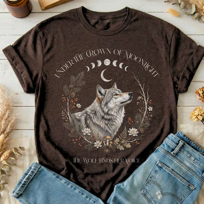 Under the Crown of Moonlight Wolf T-Shirt