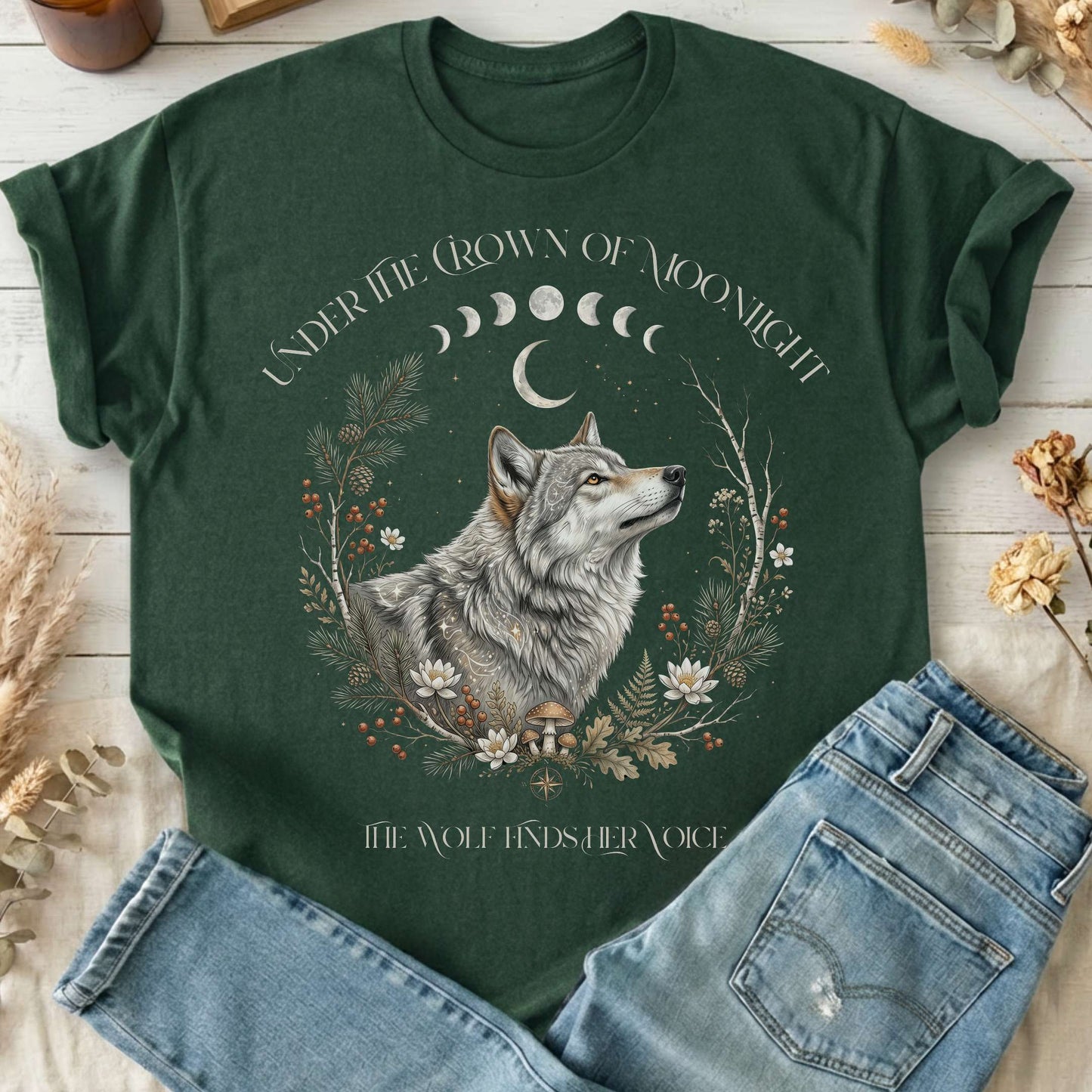 Under the Crown of Moonlight Wolf T-Shirt