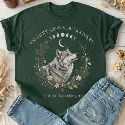 Under the Crown of Moonlight Wolf T-Shirt