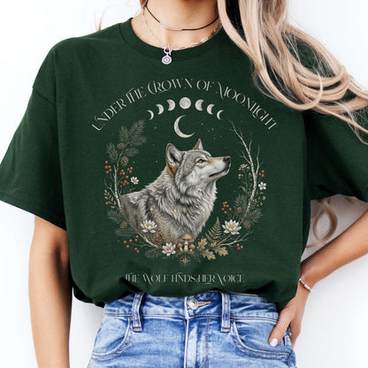Under the Crown of Moonlight Wolf T-Shirt
