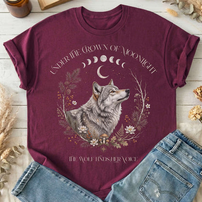 Under the Crown of Moonlight Wolf T-Shirt