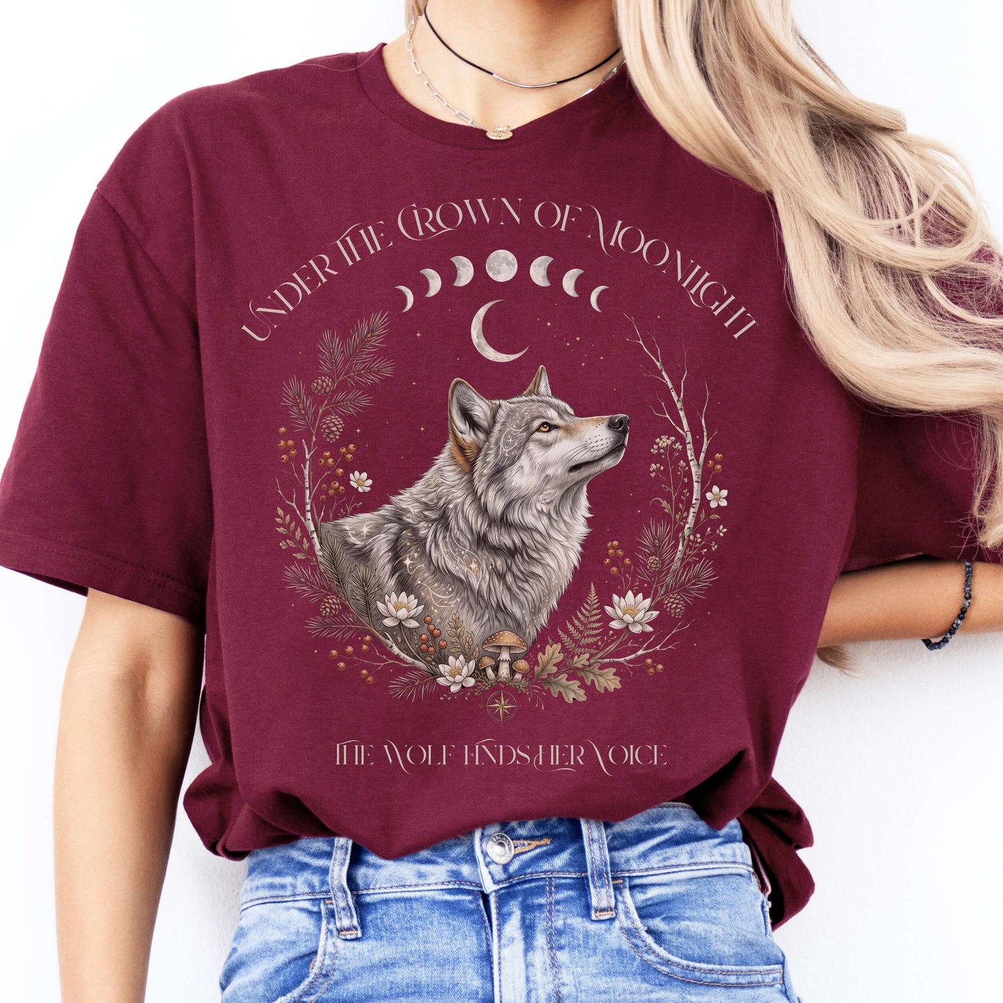 Under the Crown of Moonlight Wolf T-Shirt