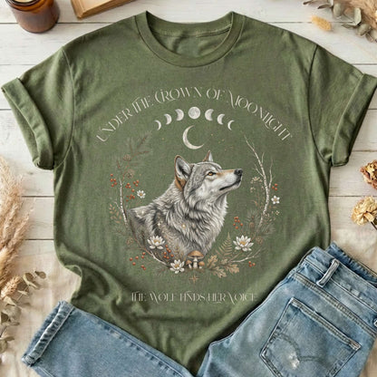 Under the Crown of Moonlight Wolf T-Shirt