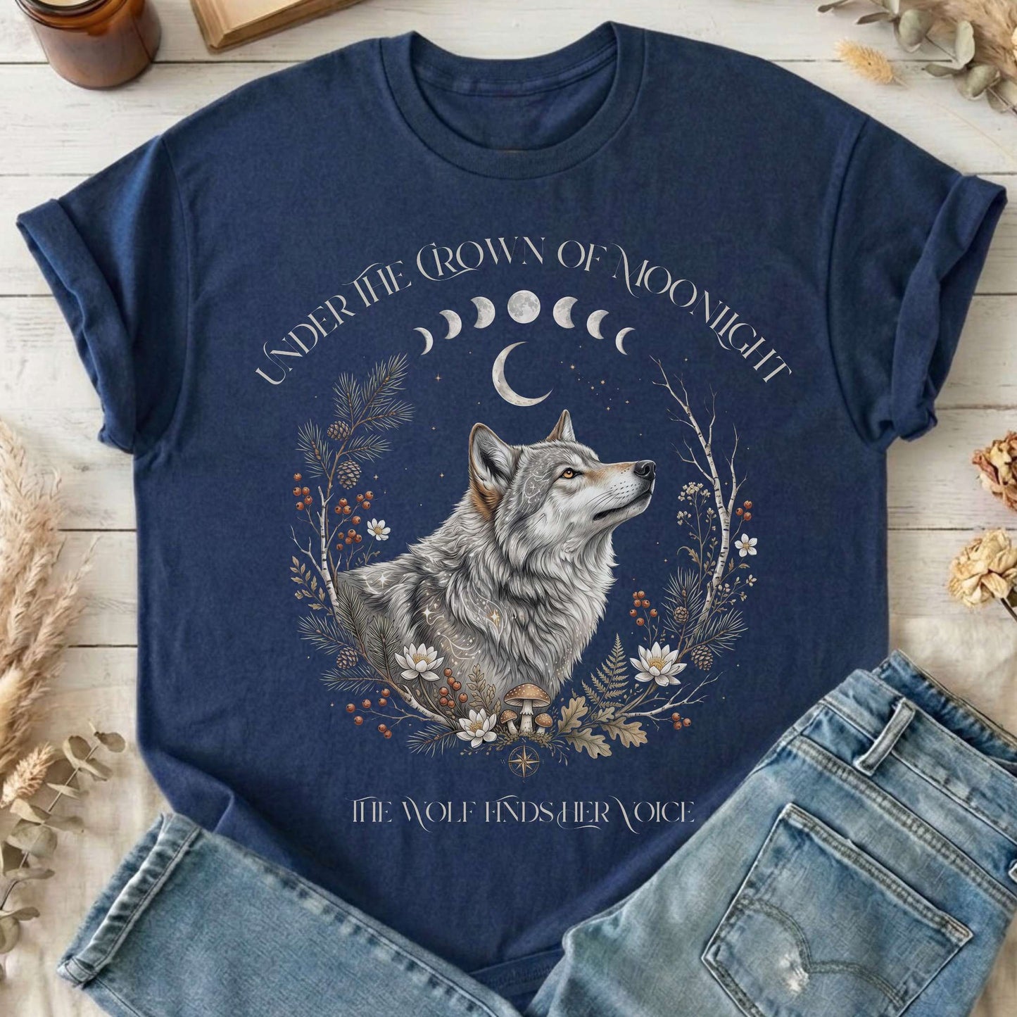 Under the Crown of Moonlight Wolf T-Shirt