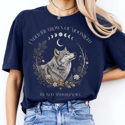 Under the Crown of Moonlight Wolf T-Shirt