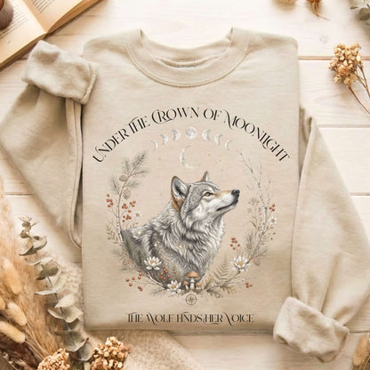 Under the Crown of Moonlight Wolf Sweatshirt