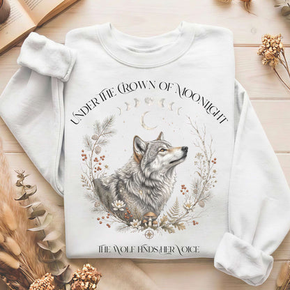 Under the Crown of Moonlight Wolf Sweatshirt