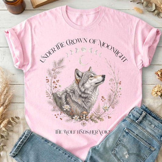 Under the Crown of Moonlight Wolf T-Shirt