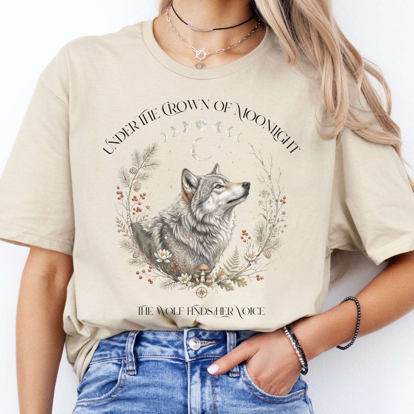 Under the Crown of Moonlight Wolf T-Shirt