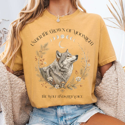 T-Shirt Mustard / S Under the Crown of Moonlight Wolf T-Shirt The Mystic Eden
