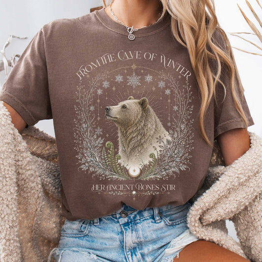 T-Shirt Espresso / S From the Cave of Winter Her Ancient Bones Stir T-Shirt The Mystic Eden