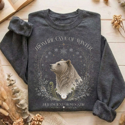From the Cave of Winter Her Ancient Bones Stir Sweatshirt