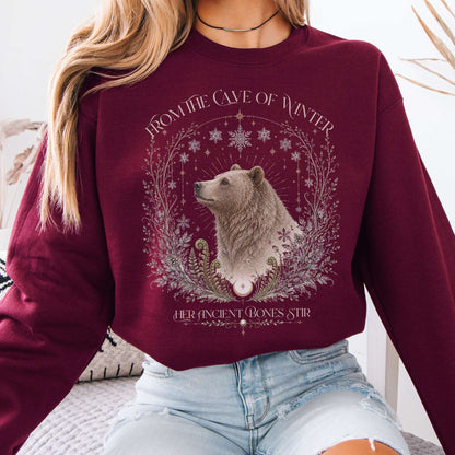 From the Cave of Winter Her Ancient Bones Stir Sweatshirt