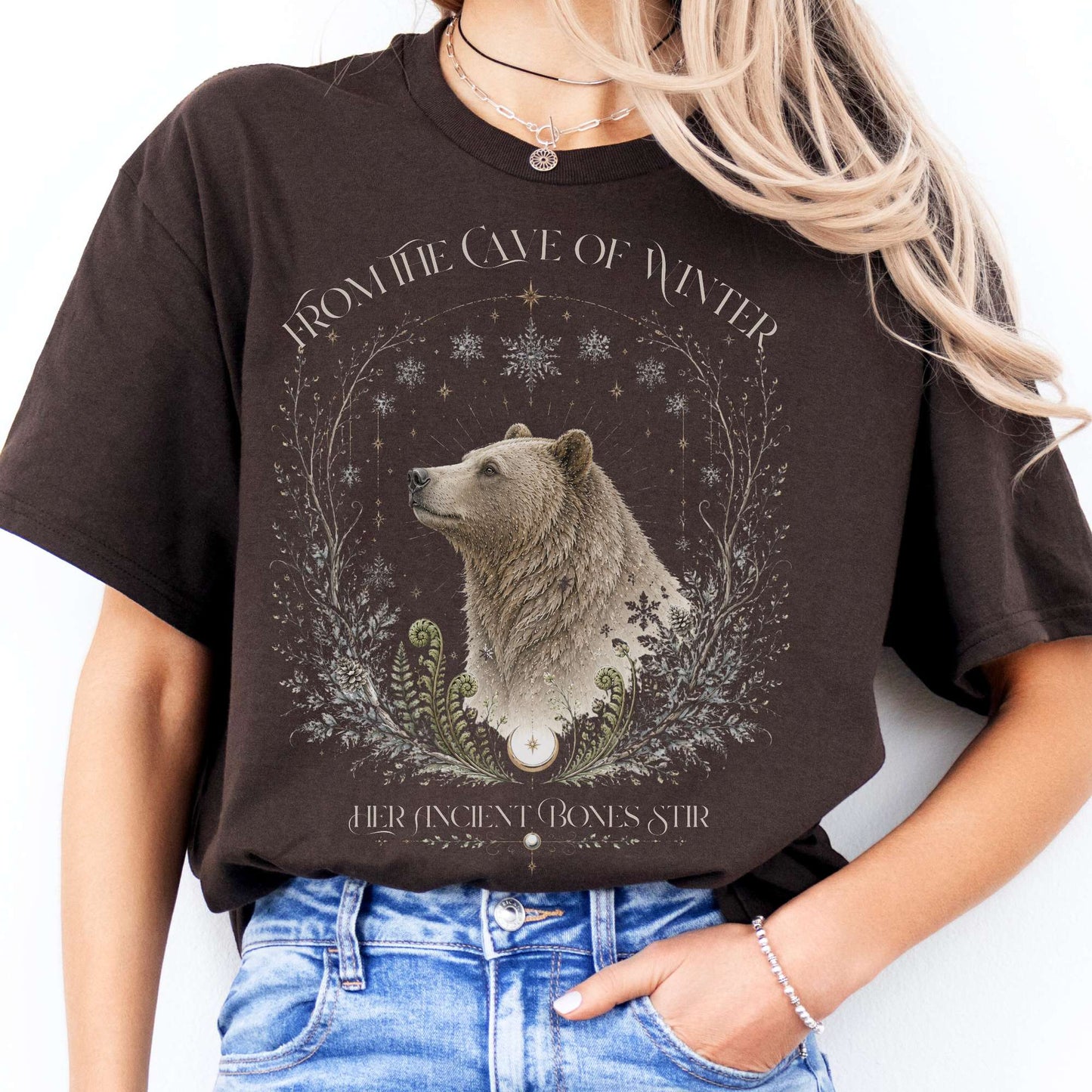 From the Cave of Winter Her Ancient Bones Stir T-Shirt