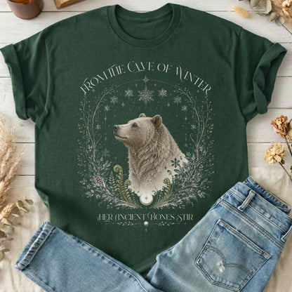 From the Cave of Winter Her Ancient Bones Stir T-Shirt