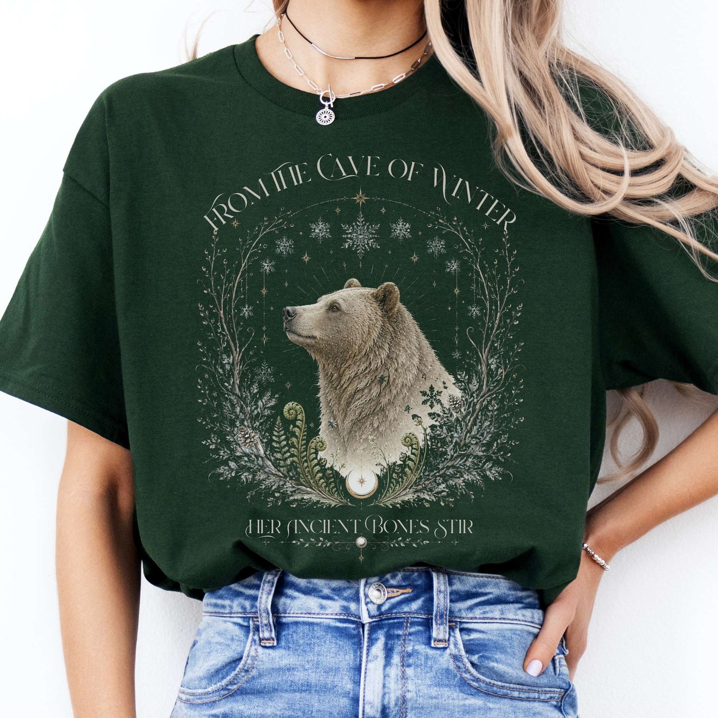 From the Cave of Winter Her Ancient Bones Stir T-Shirt