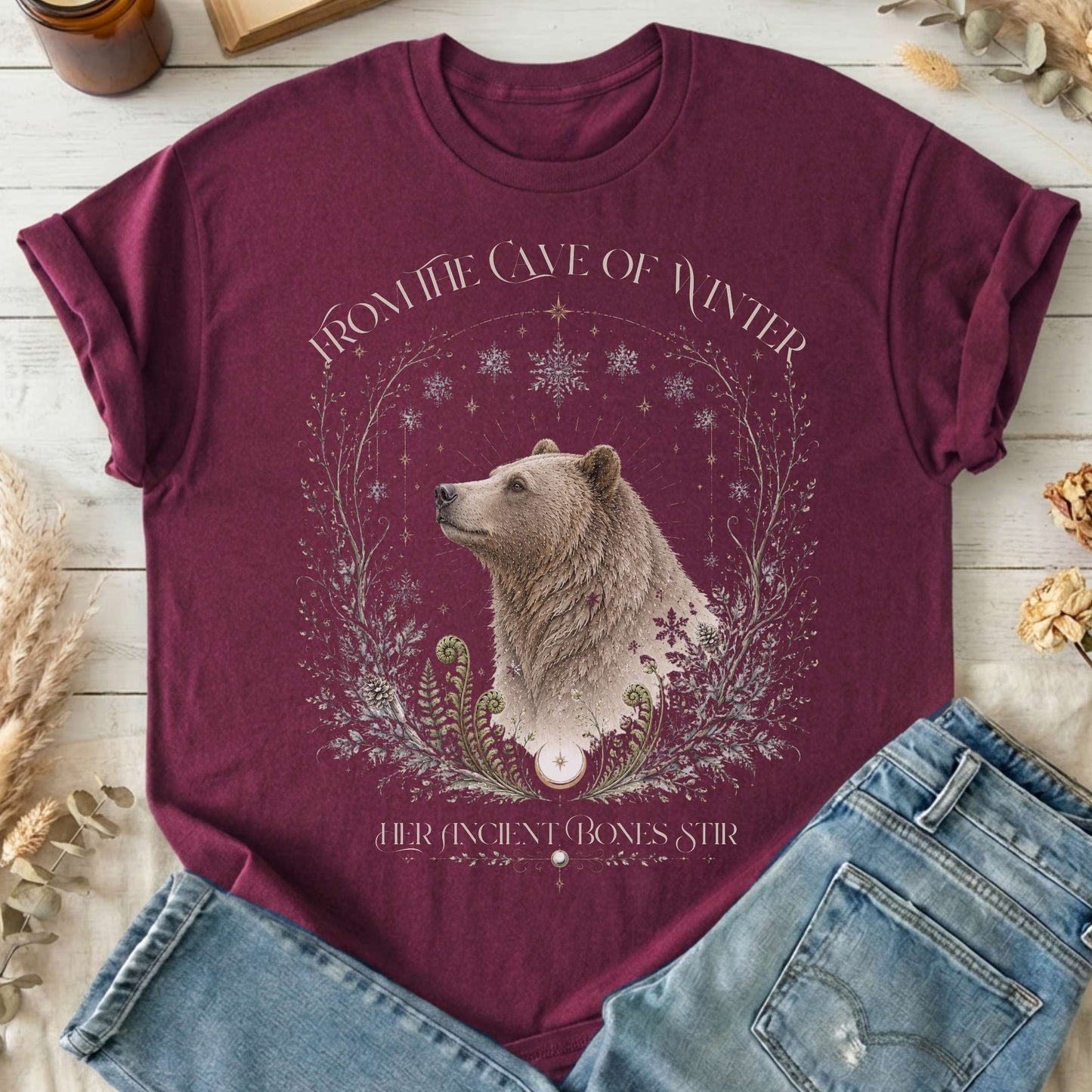 From the Cave of Winter Her Ancient Bones Stir T-Shirt