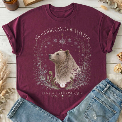 From the Cave of Winter Her Ancient Bones Stir T-Shirt