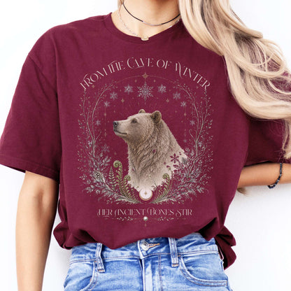 From the Cave of Winter Her Ancient Bones Stir T-Shirt