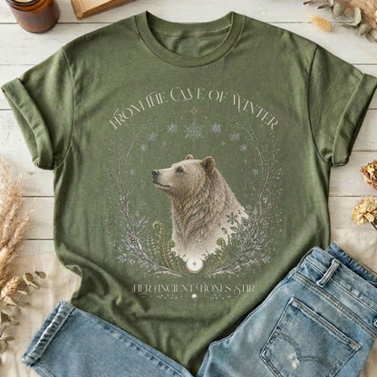 From the Cave of Winter Her Ancient Bones Stir T-Shirt
