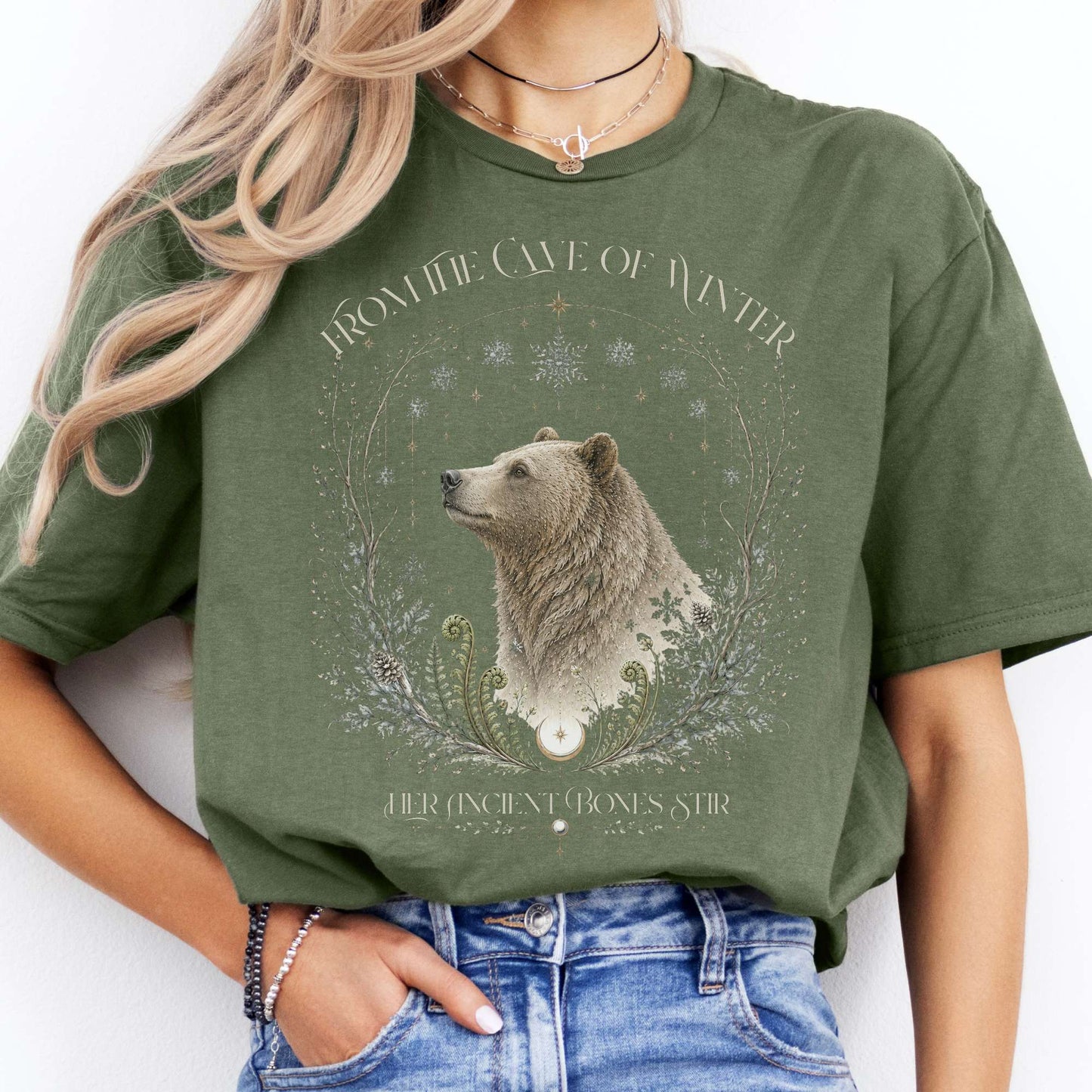From the Cave of Winter Her Ancient Bones Stir T-Shirt