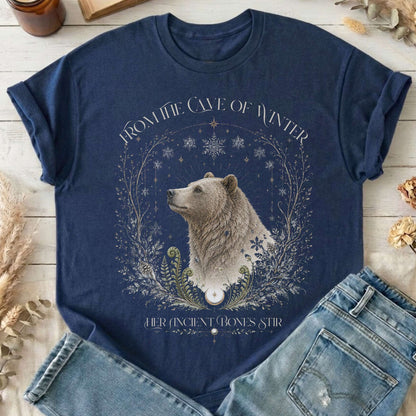 From the Cave of Winter Her Ancient Bones Stir T-Shirt