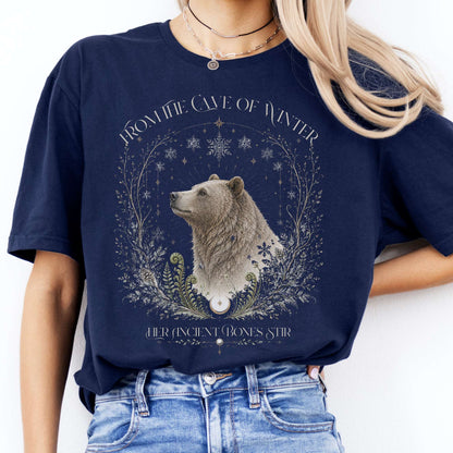 From the Cave of Winter Her Ancient Bones Stir T-Shirt