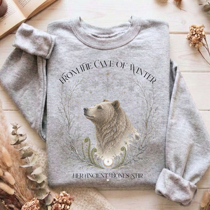 From the Cave of Winter Her Ancient Bones Stir Sweatshirt