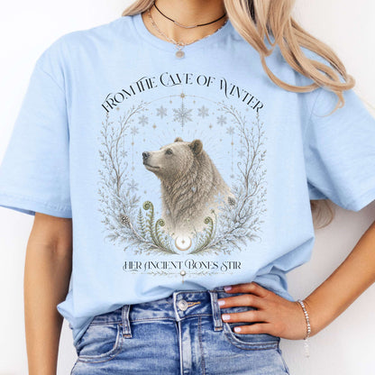 From the Cave of Winter Her Ancient Bones Stir T-Shirt