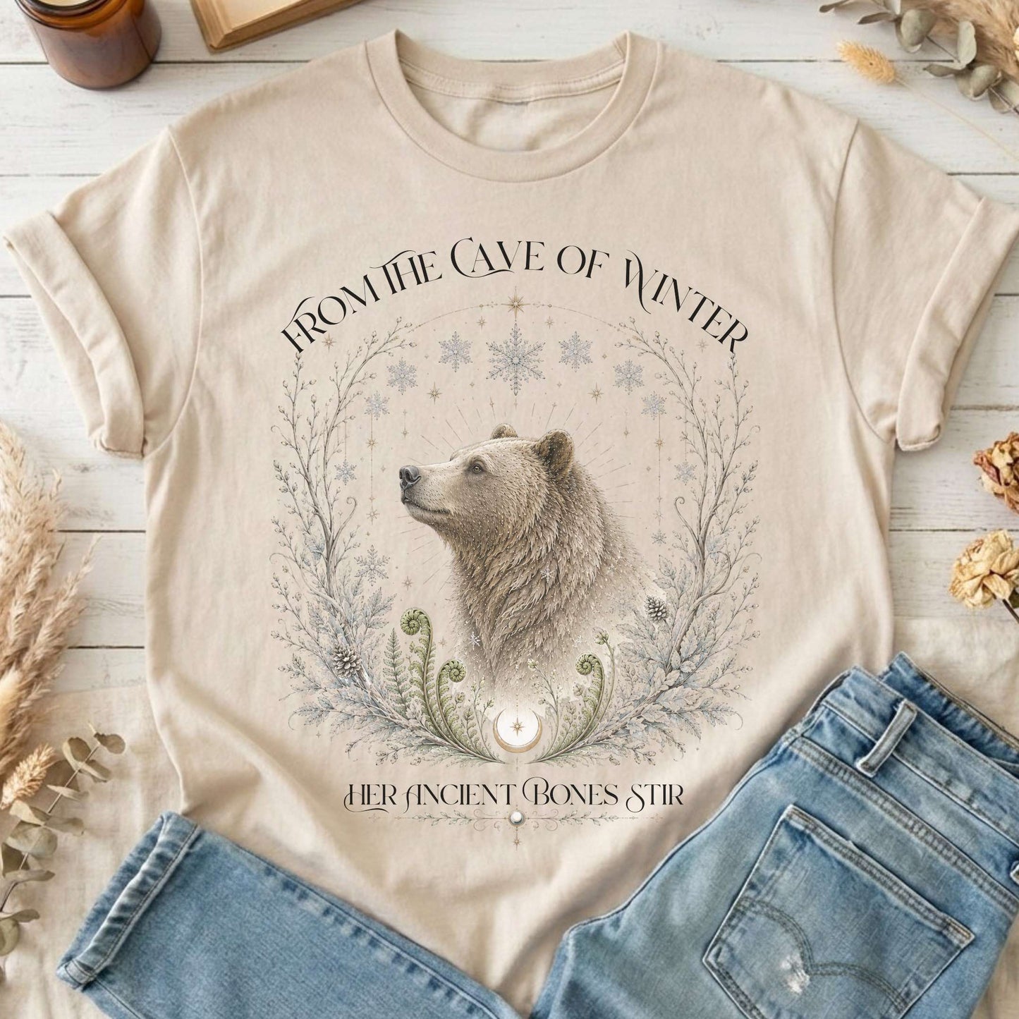 From the Cave of Winter Her Ancient Bones Stir T-Shirt
