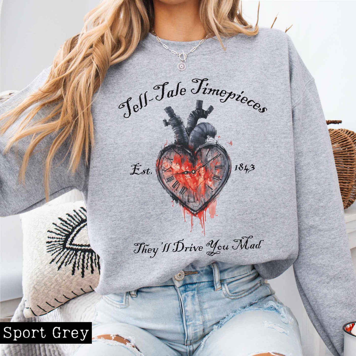 Tell-Tale Timepieces Edgar Allan Poe Sweatshirt