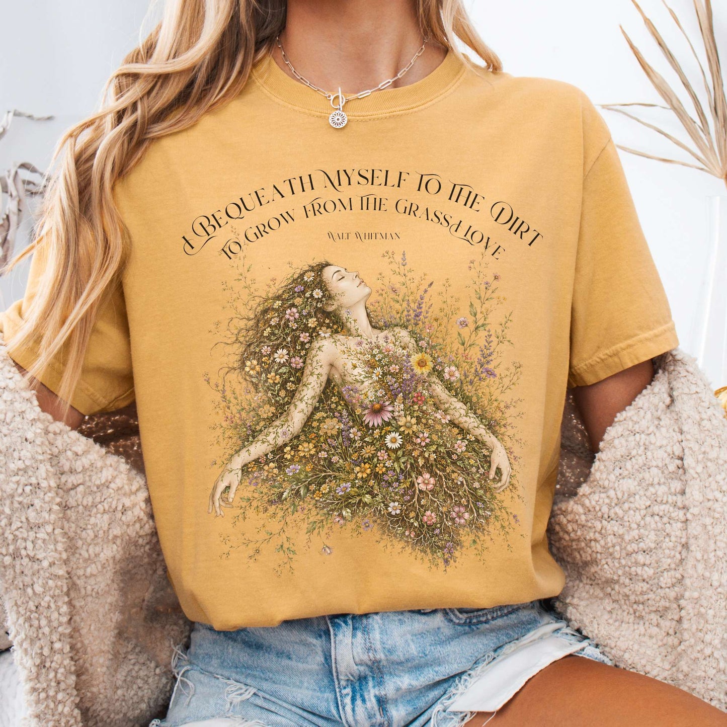 T-Shirt Mustard / S I Bequeath Myself to the Dirt Walt Whitman T-Shirt The Mystic Eden