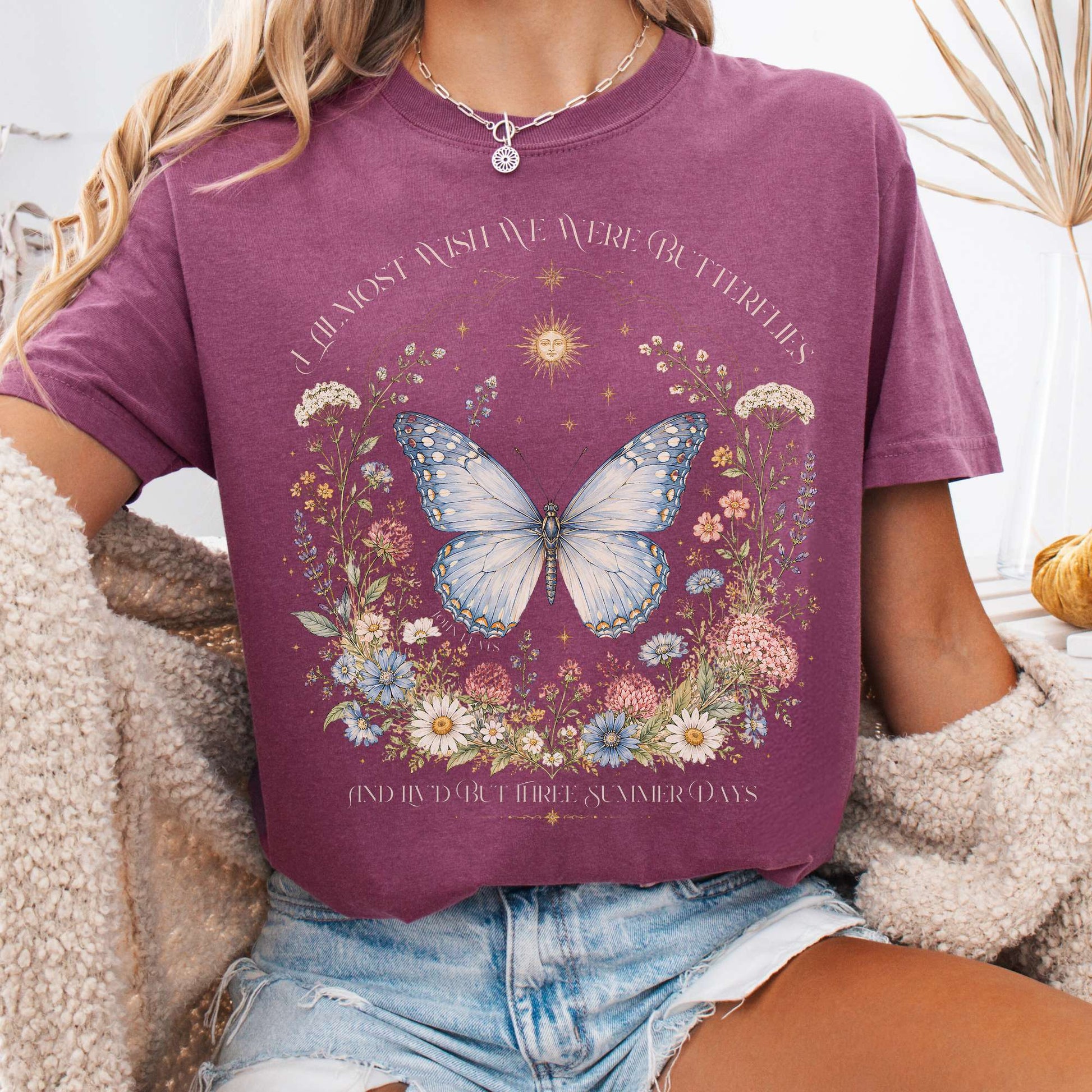 T-Shirt Berry / S I Almost Wish We Were Butterflies John Keats T-Shirt The Mystic Eden