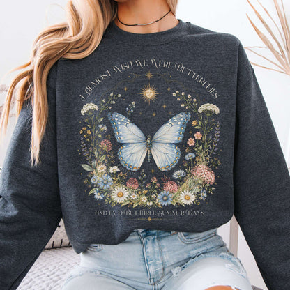 Sweatshirt Dark Heather / S I Almost Wish We Were Butterflies John Keats Crewneck Sweatshirt The Mystic Eden
