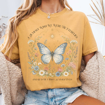 T-Shirt Mustard / S I Almost Wish We Were Butterflies John Keats T-Shirt The Mystic Eden