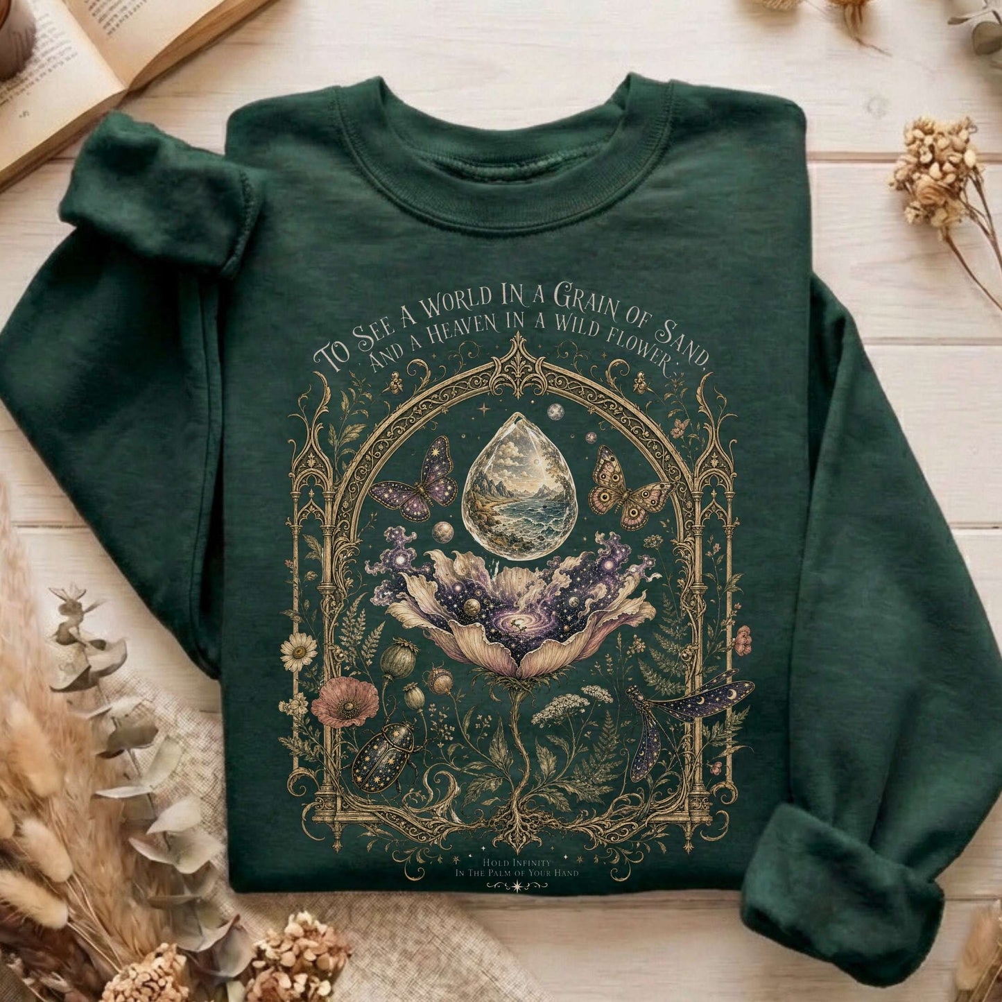 To See a World in a Grain of Sand William Blake Literary Sweatshirt
