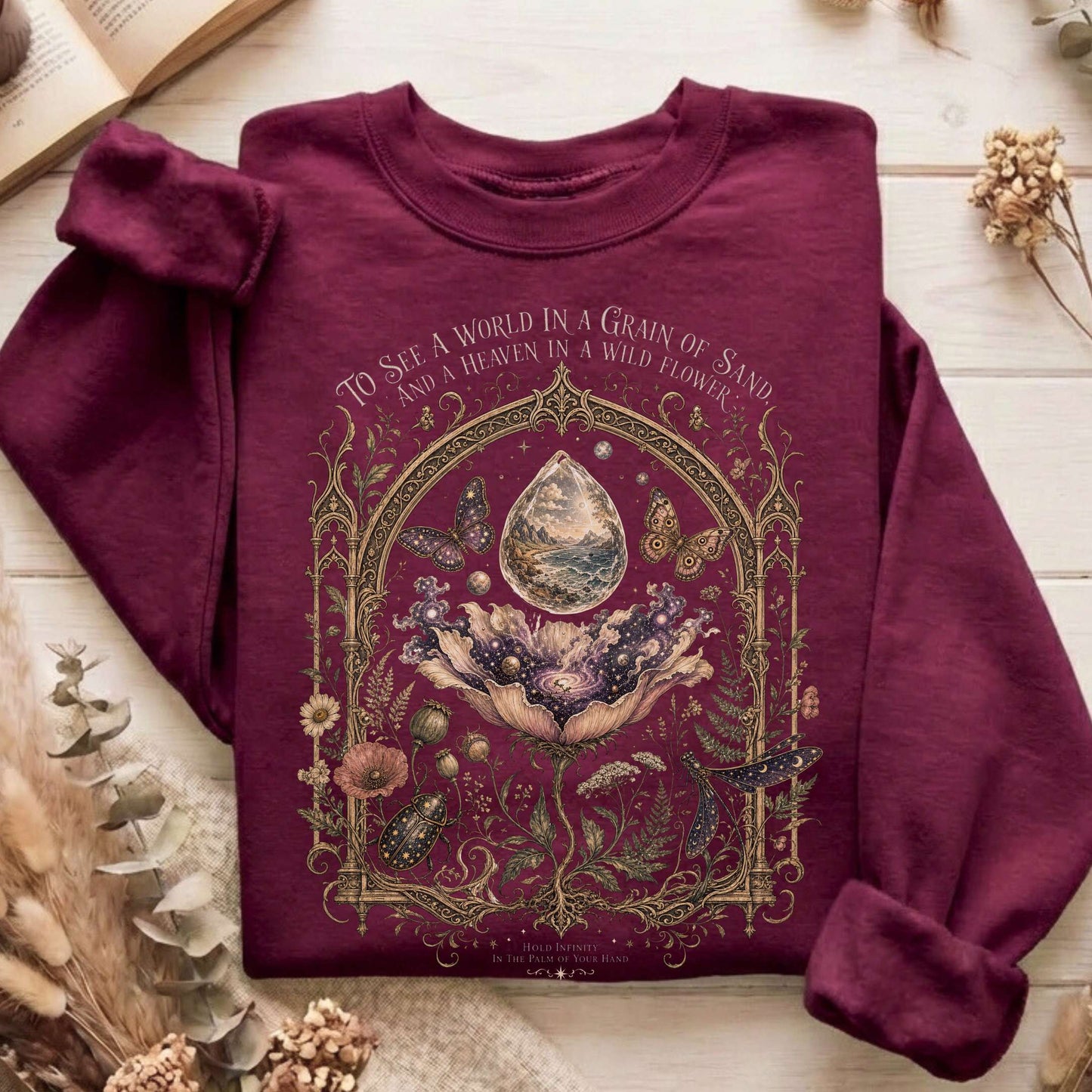 To See a World in a Grain of Sand William Blake Literary Sweatshirt