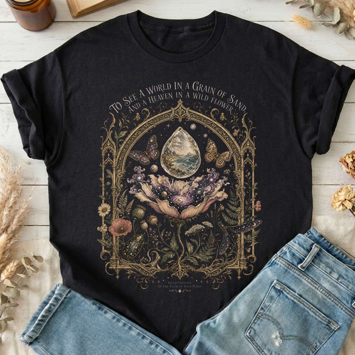 To See a World in a Grain of Sand William Blake Literary T-Shirt