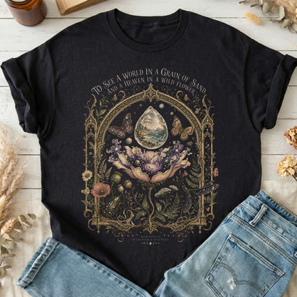 To See a World in a Grain of Sand William Blake Literary T-Shirt