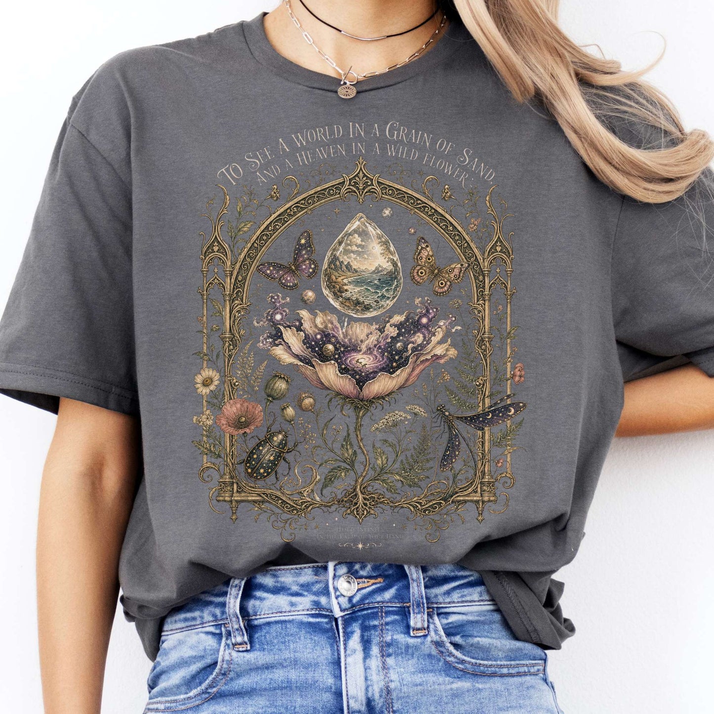 To See a World in a Grain of Sand William Blake Literary T-Shirt