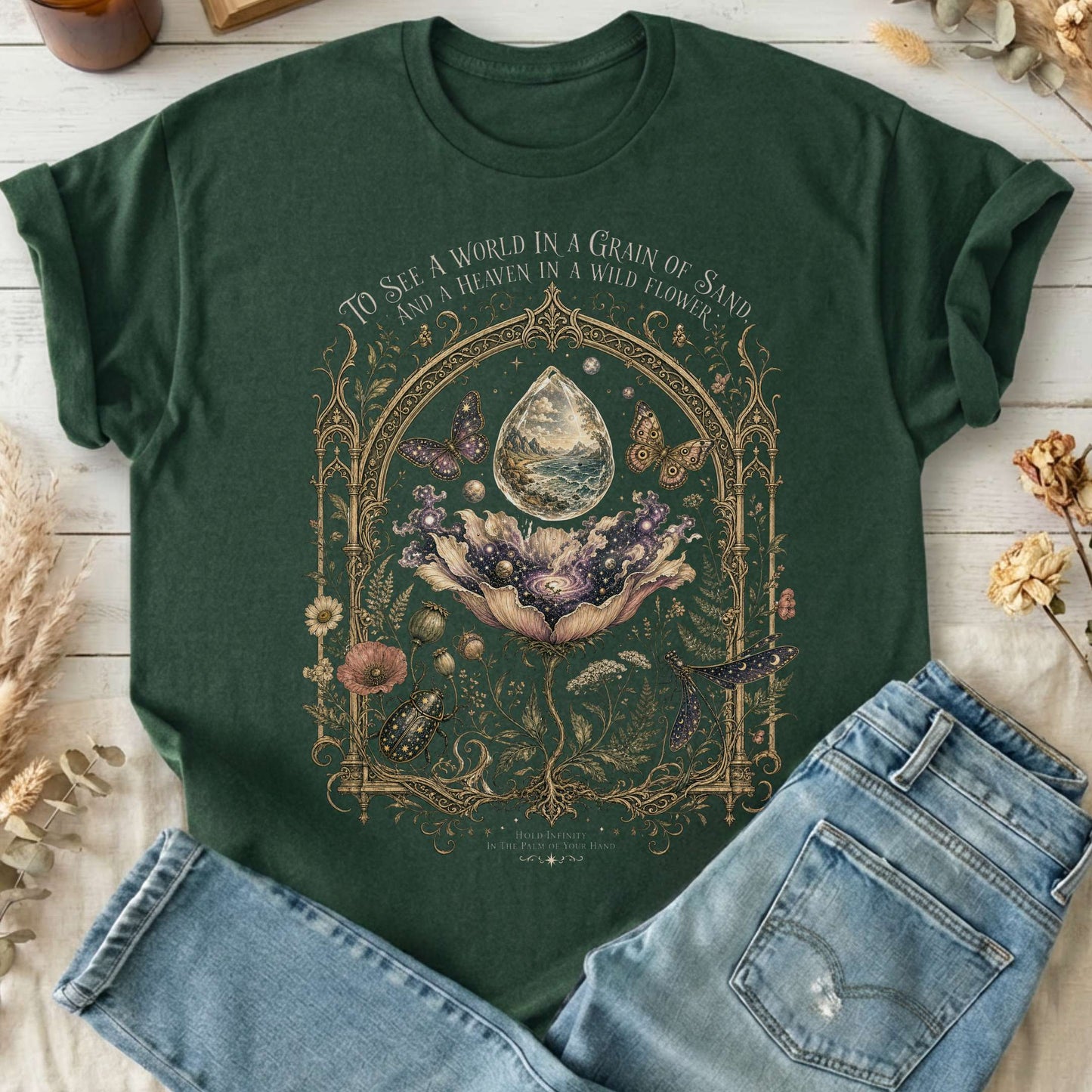 To See a World in a Grain of Sand William Blake Literary T-Shirt
